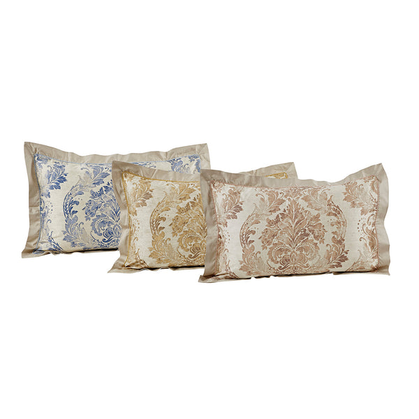 Vintage Quilted Hand Gallant Damask Print Pillow Sham Set Beige