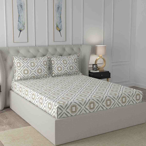 Regency Adley Printed 144TC 100 %Cotton Yellow Bed Sheet with Pillow Case