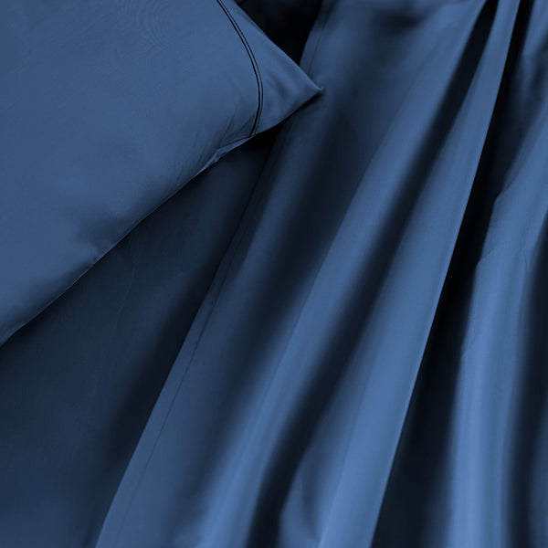 Slumber Plain Easy Care Percale 100% Cotton Saxsony Blue Crisp Bed Sheet with Pillow Case