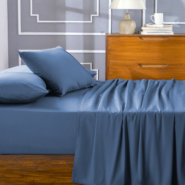 Slumber Plain Easy Care Percale 100% Cotton Steel Grey Crisp Bed Sheet with Pillow Case