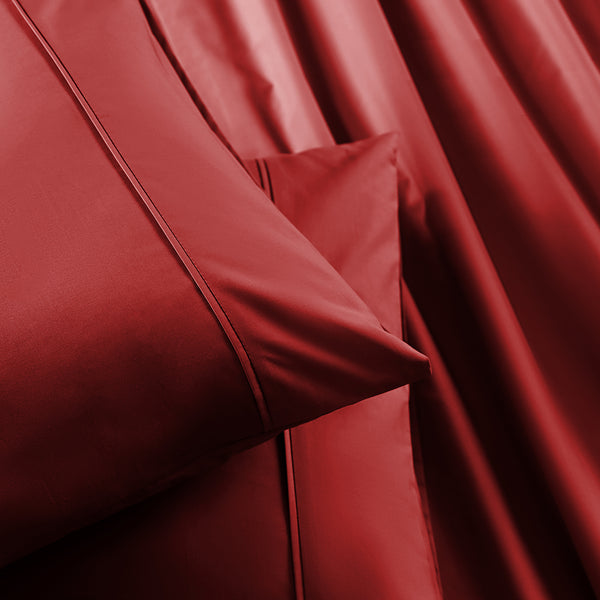 Slumber Plain Easy Care Percale 100% Cotton Cinnabar Crisp Bed Sheet with Pillow Case