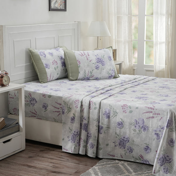 Optimist Bloom 200 TC Soft Rose 100% Cotton Printed Bed Sheet with Pillow Case