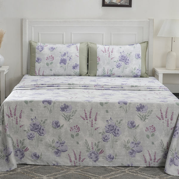 Optimist Bloom 200 TC  Soft Rose 100% Cotton Printed Bed Sheet with Pillow Case