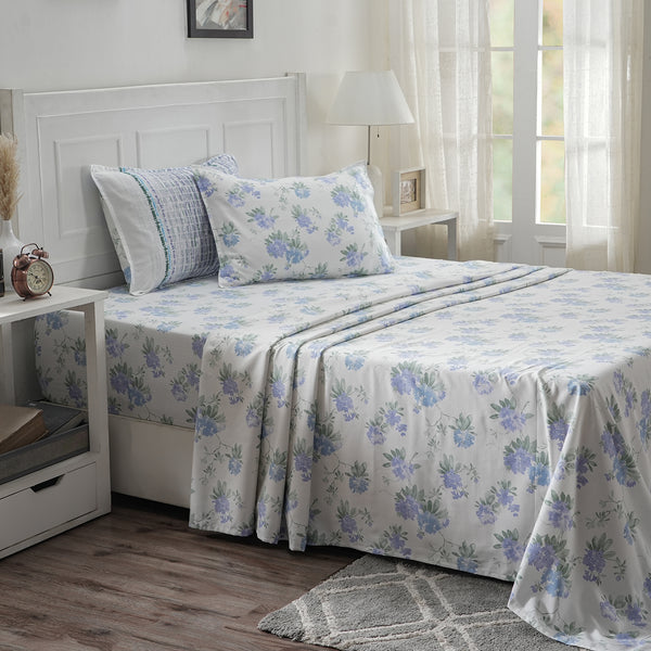 Optimist Bloom 300 TC Isidora 100%Cotton Printed Bed Sheet with Pillow Case