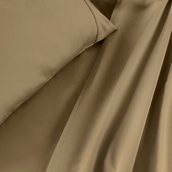 Slumber Plain Easy Care Percale 100% Cotton Yellow/Latte Crisp Bed Sheet with Pillow Case