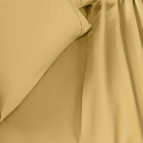 Slumber Plain Easy Care Percale 100% Cotton Yellow/Rattan Crisp Bed Sheet with Pillow Case
