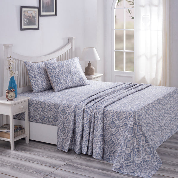 PBS Nomad Scuplt Harold Printed 100% Cotton Neutral Soft Bed Sheet with Pillow Case