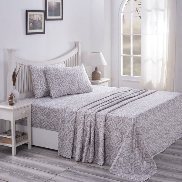 PBS Nomad Scuplt Harold Printed 100% Cotton Blue Soft Bed Sheet