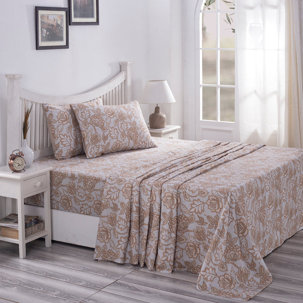 PBS Nomad Scuplt Orlean Printed 100% Cotton Blue Soft Bed Sheet with Pillow Case