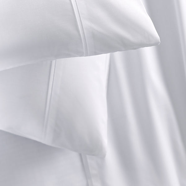 Slumber Plain Easy Care Percale 100% Cotton White Crisp Bed Sheet with Pillow Case
