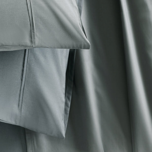 Slumber Plain Easy Care Percale 100% Cotton Steel Grey Crisp Bed Sheet with Pillow Case