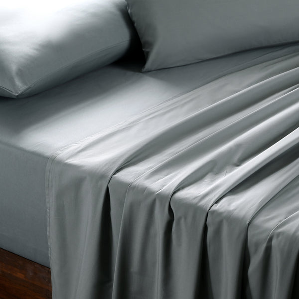 Slumber Plain Easy Care Percale 100% Cotton Steel Grey Crisp Bed Sheet with Pillow Case