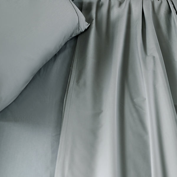 Slumber Plain Easy Care Percale 100% Cotton Steel Grey Crisp Bed Sheet with Pillow Case