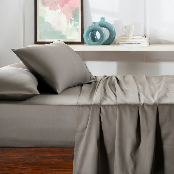 Viola Plain 100% Cotton Sateen Simply Taupe Bed Sheet