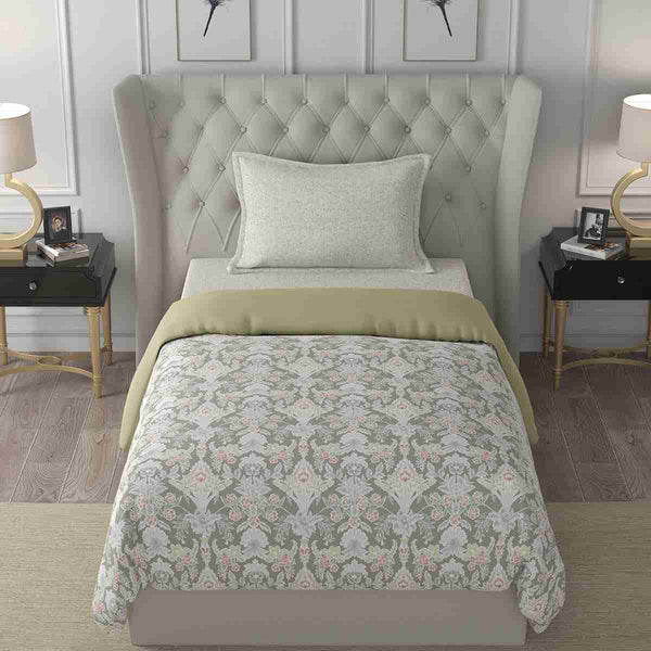 Regency Dark Flora Summer AC Quilt/Quilted Bed Cover/Comforter Grey