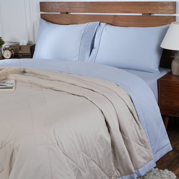 Selwyn Reversible Summer AC Quilt/Quilted Bed Cover/Comforter Misty Rose/Flint Grey Quilt