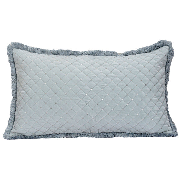 Royal Redux Glare Beaded & Quilted Blue Cushion Cover