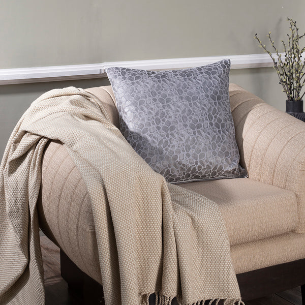 Grandeur Ore-Rerun 100%Cotton Blue FoilPrintedCushionCover