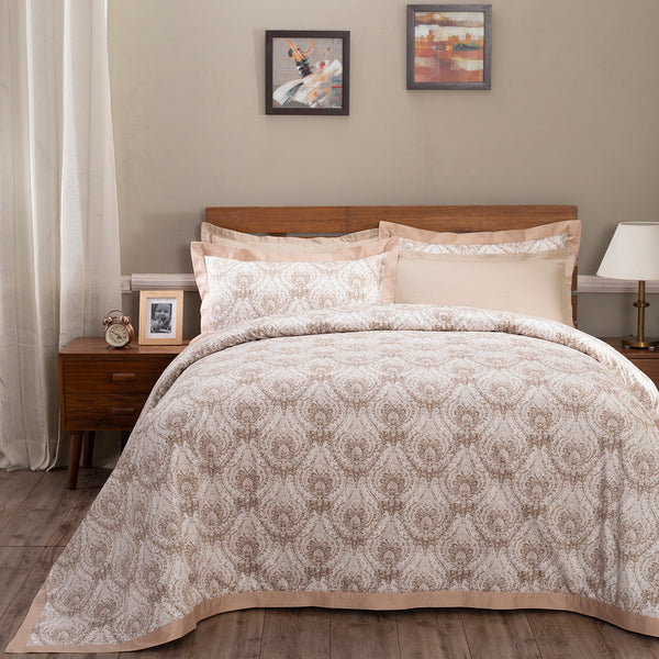 Art Nouveau Evan Brown Plain & Printed Reversible 100% Cotton Super Soft Duvet Cover with Pillow Case