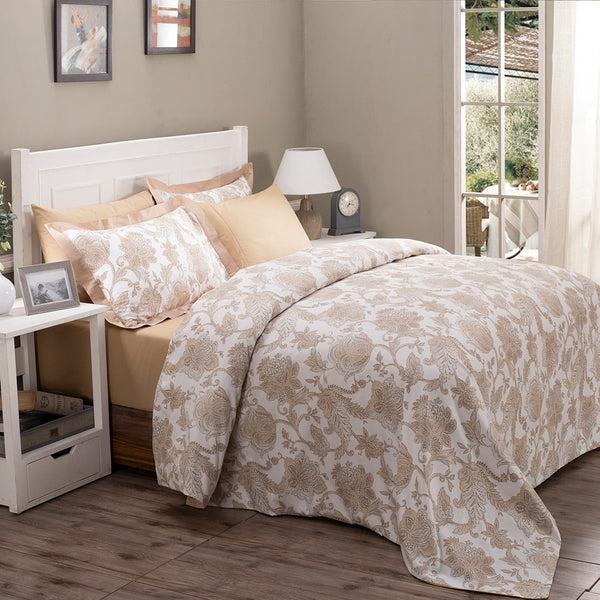 Art Nouveau Mabel Red Plain & Printed Reversible 100% Cotton Super Soft Duvet Cover with Pillow Case
