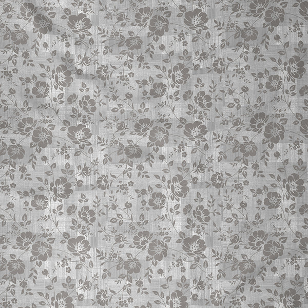 Backyard Patio Textured Floral Printed 100%Cotton Brown Bed Sheet with Pillow Case