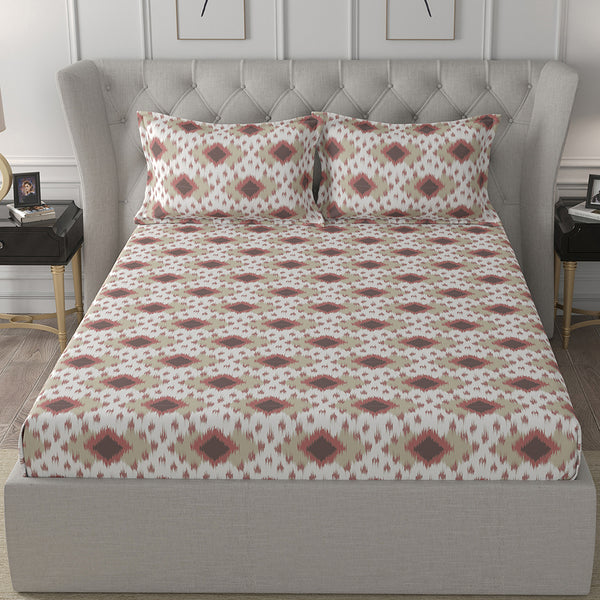 Florescence Arlen Print Red Fitted Sheet With Pillow Covers