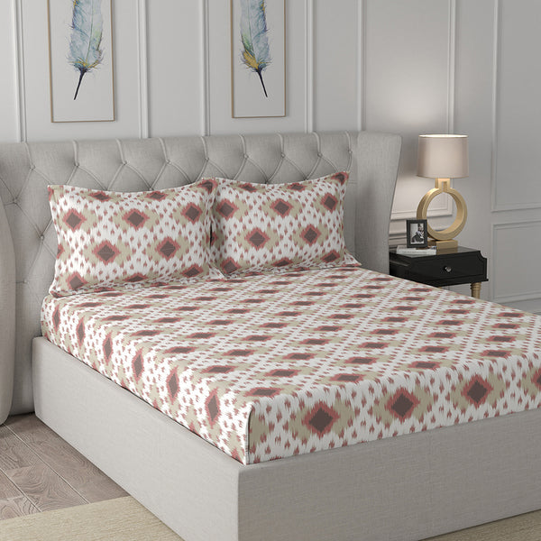 Florescence Arlen Print Red Fitted Sheet With Pillow Covers