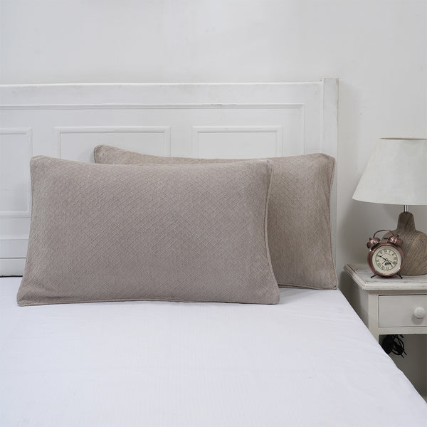 Blaize 100% Cotton Solid Weave Brown Pillow Sham Set