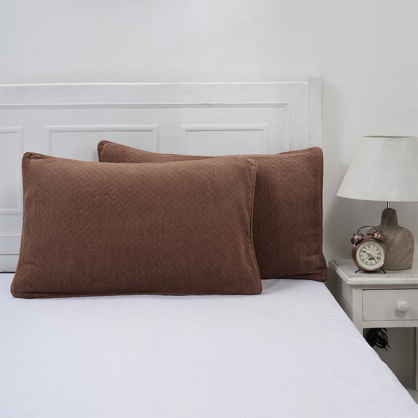 Caroline Woven Herringbone Pattern Beige 2PC Pillow Sham Set