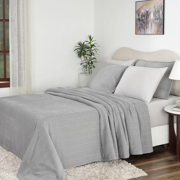 Caroline Woven Herringbone Pattern with Soft Drape Style Beige Bed Cover/Blanket