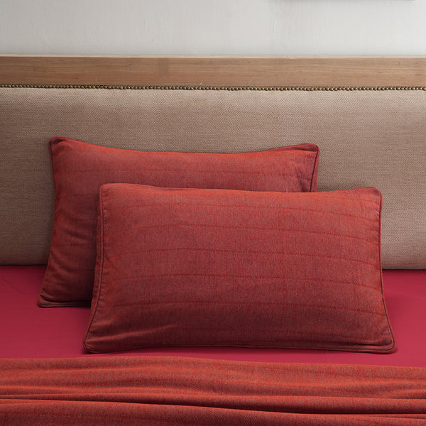 Caroline Woven Herringbone Pattern Beige 2PC Pillow Sham Set