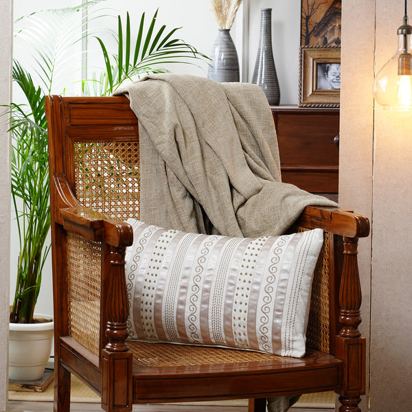 Tranquil Essence Adornment Lacery Embroidered 100% Cotton Peach Cushion Cover