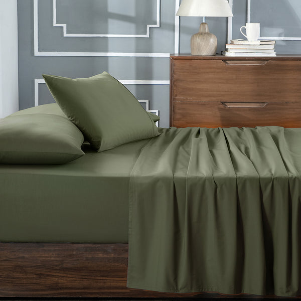 Slumber Plain Easy Care Percale 100% Cotton Yellow/Rattan Crisp Bed Sheet with Pillow Case