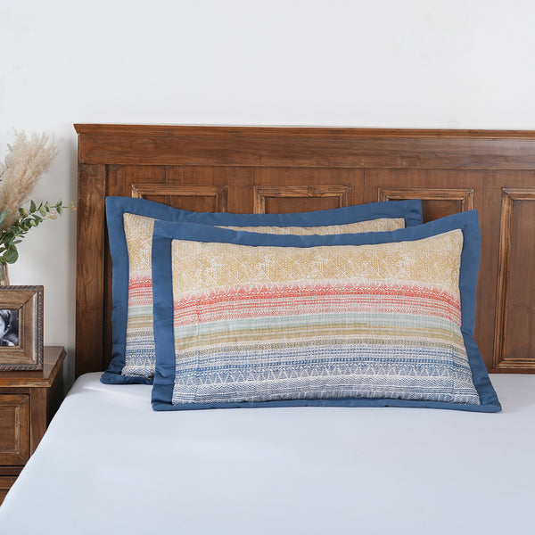Indigenous Artisan Eclectic Blend Quilted Neutral 2Pc Pillow Sham Set