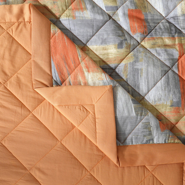 Whimsy Nature Brush Strokes Quilt/Quilted Bed Cover Rust