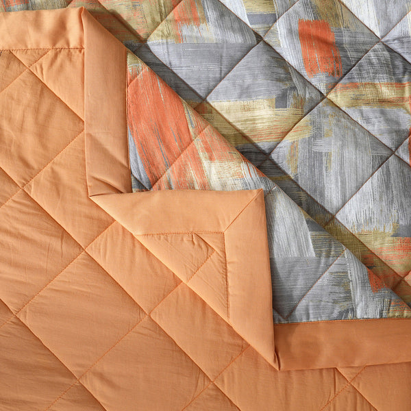 Whimsy Nature Brush Strokes 300GSM Quilt/Quilted Bed Cover Rust