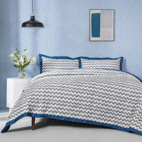 Whimsy Nature Twisty Melange Quilt/Quilted Bed Cover Blue