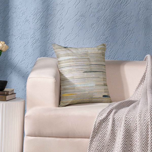 Whimsy Nature Milgrain Woven/Digital Printed 100% Cotton Blue Cushion Cover