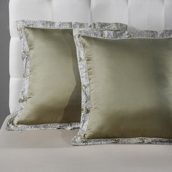 Classical Impression Folkloric 100% Cotton Pillow Case Euro Set Blue