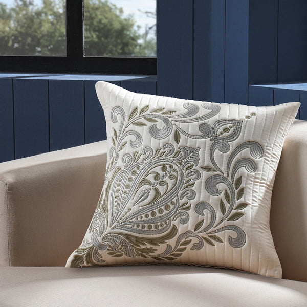 Classical Impression Bloom 100% Cotton Cushion Cover Blue