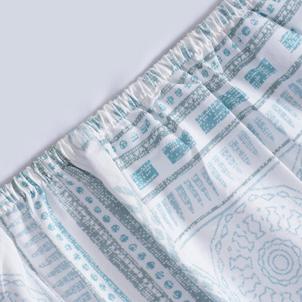 Hermosa Sensory Bloom Allegra 100% Cotton Printed Fitted Sheet with Pillow Case Blue