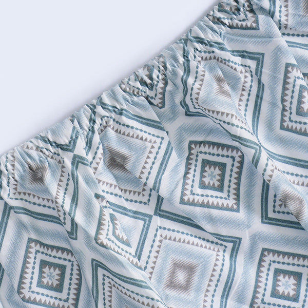 Hermosa Sensory Bloom Jude 100% Cotton Printed Fitted Sheet with Pillow Case Blue