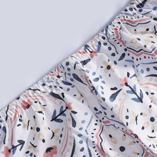 Hermosa Sensory Bloom Avery 100% Cotton Printed Fitted Sheet with Pillow Case Orange