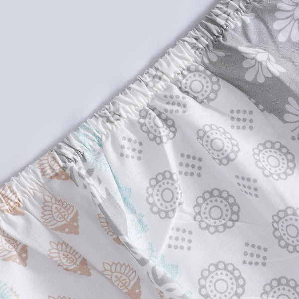 Hermosa Sensory Bloom Lennon 100% Cotton Printed Fitted Sheet with Pillow Case Blue