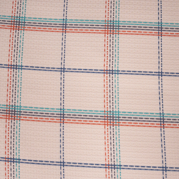 Eclectic Geo Mosaic Plaid Woven 100% Cotton Blue Duvet Cover with Pillow Case