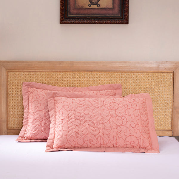 Exotic Heritage Leafy Swirl Neutral 2 PC Pillow Sham Set