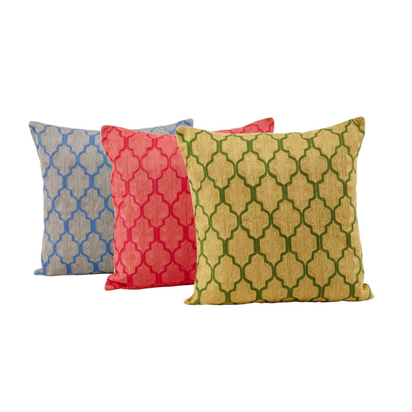 Lyrixas Chain Stitch Gypsy Lock Cushion Cover Blue
