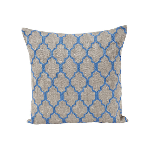Lyrixas Chain Stitch Gypsy Lock Cushion Cover Blue