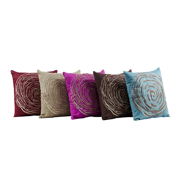 Lyrixas Machine Embroidery Ripple Cushion Cover Purple