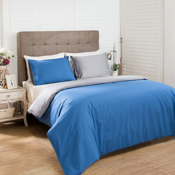 Hannah Percale 100% Cotton Reversible Easy Care Wild Dove/Silk Green Duvet Cover with Pillow Case